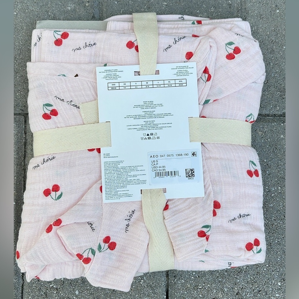 NEW cherry print AE Cotton Gauze PJ Set American Eagle - Picture 8 of 12